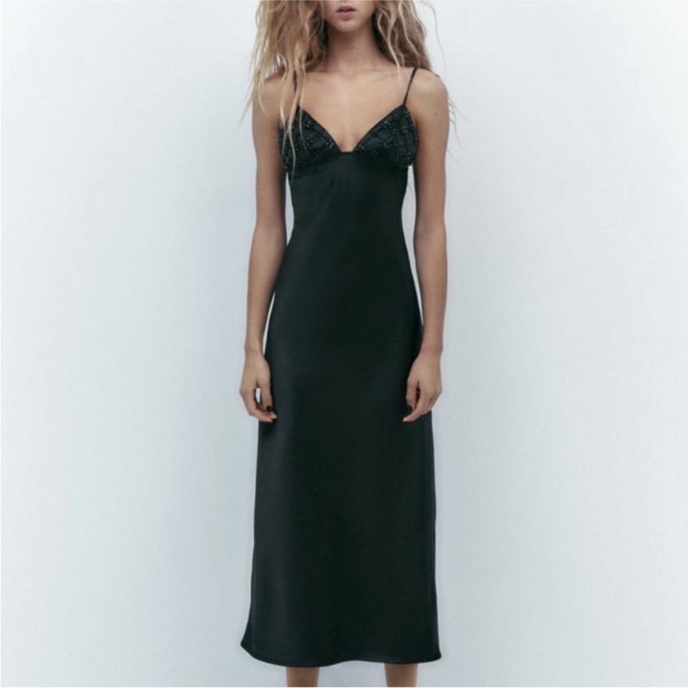 Elegant Black Satin Slip Dress